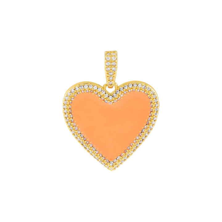 Orange Pavé Enamel Heart Charm - Adina Eden's Jewels