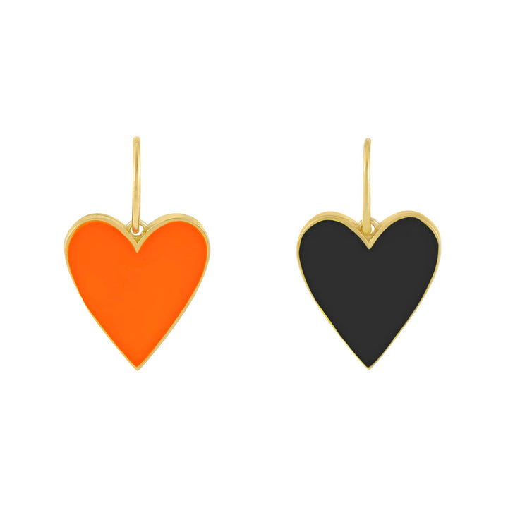 Orange Neon Enamel Double Sided Heart Charm - Adina Eden's Jewels