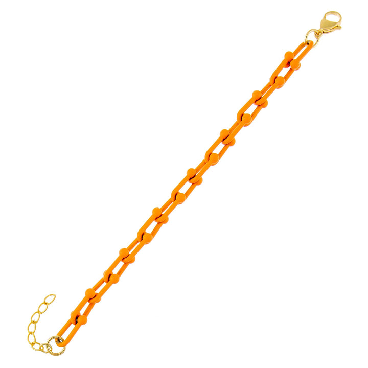 Neon Orange Enamel U Chain Bracelet - Adina Eden's Jewels