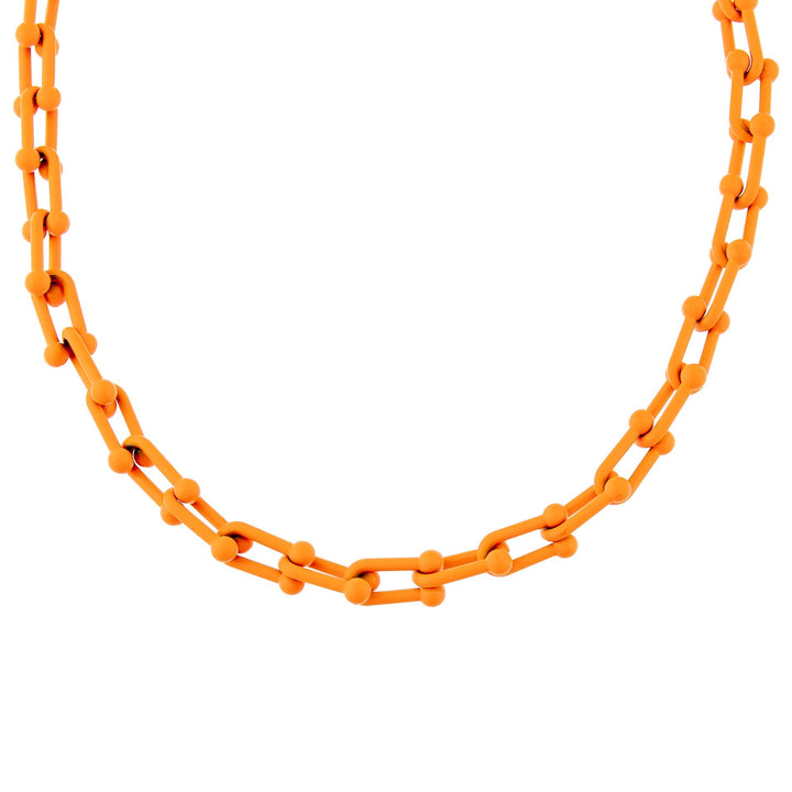 Neon Orange Enamel U Chain Necklace - Adina Eden's Jewels