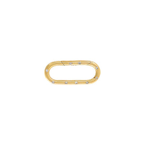 14K Gold Diamond Dotted Paperclip Charm Connector Clasp 14K - Adina Eden's Jewels
