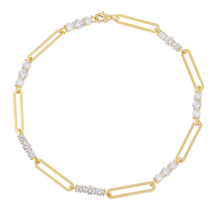Gold CZ Paperclip Anklet - Adina Eden's Jewels