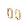 Gold / Pair Fancy Large Pavé Oval Shape Hoop Earring - Adina Eden's Jewels