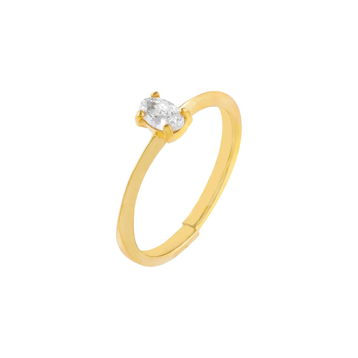 Gold CZ Oval Stone Ring - Adina Eden's Jewels