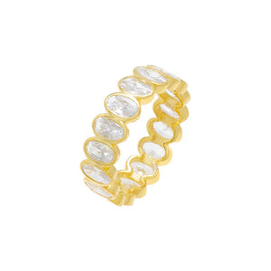 Gold / 6 Oval Bezel Eternity Band Ring - Adina Eden's Jewels