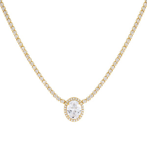 Gold CZ Illusion Oval Tennis Necklace - Adina Eden's Jewels