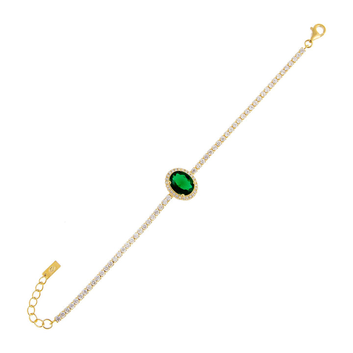 Emerald Green CZ Oval Illusion Tennis Bracelet - Adina Eden's Jewels