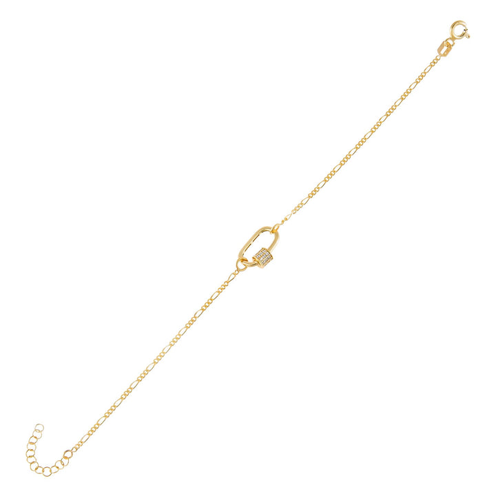 Gold Pavé Mini Toggle Figaro Bracelet - Adina Eden's Jewels