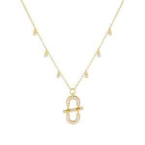 Gold Pavé Toggle Bezel Necklace - Adina Eden's Jewels