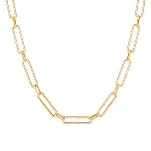 Gold Full Pavé Paperclip Chain Necklace - Adina Eden's Jewels