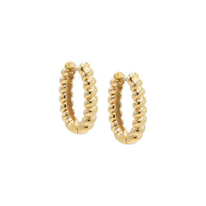 Gold / Pair / 17MM Chunky Beaded Oval Hoop Earring - Adina Eden's Jewels