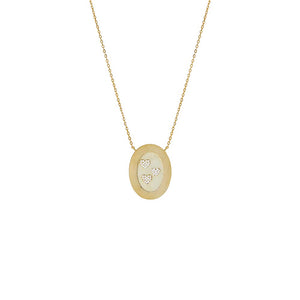  Triple Pave Heart Oval Disc Necklace - Adina Eden's Jewels