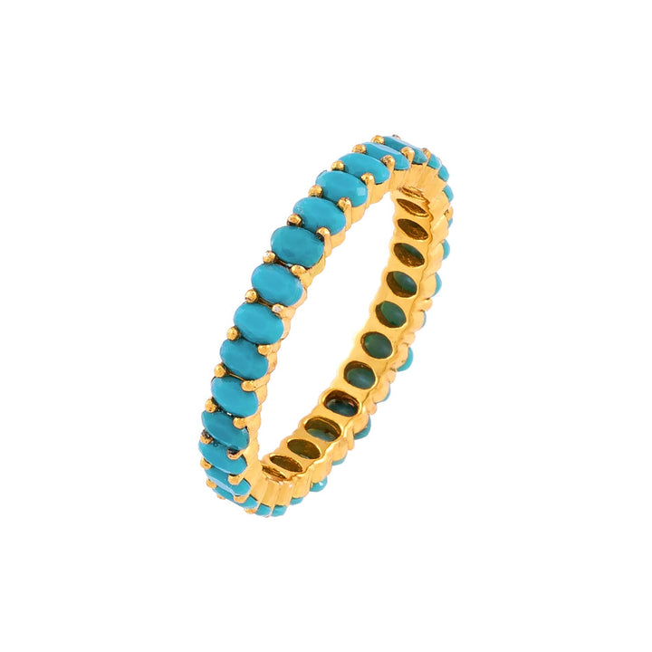Turquoise / 6 Turquoise Oval Beaded Ring - Adina Eden's Jewels