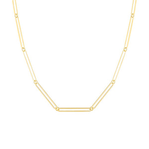 Gold / 16" Elongated Paperclip Necklace - Adina Eden's Jewels