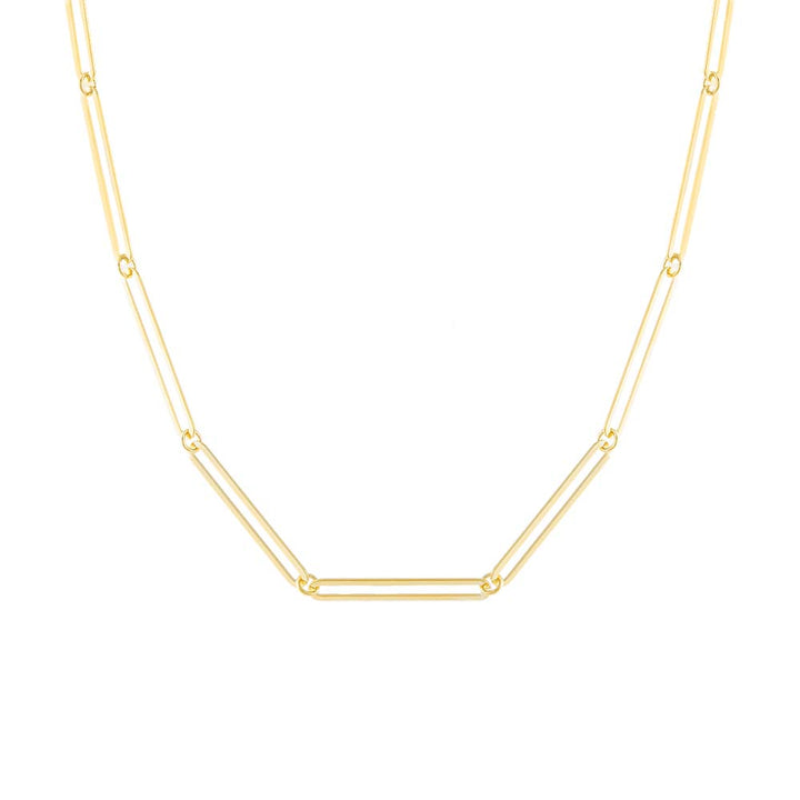 Gold / 16" Elongated Paperclip Necklace - Adina Eden's Jewels