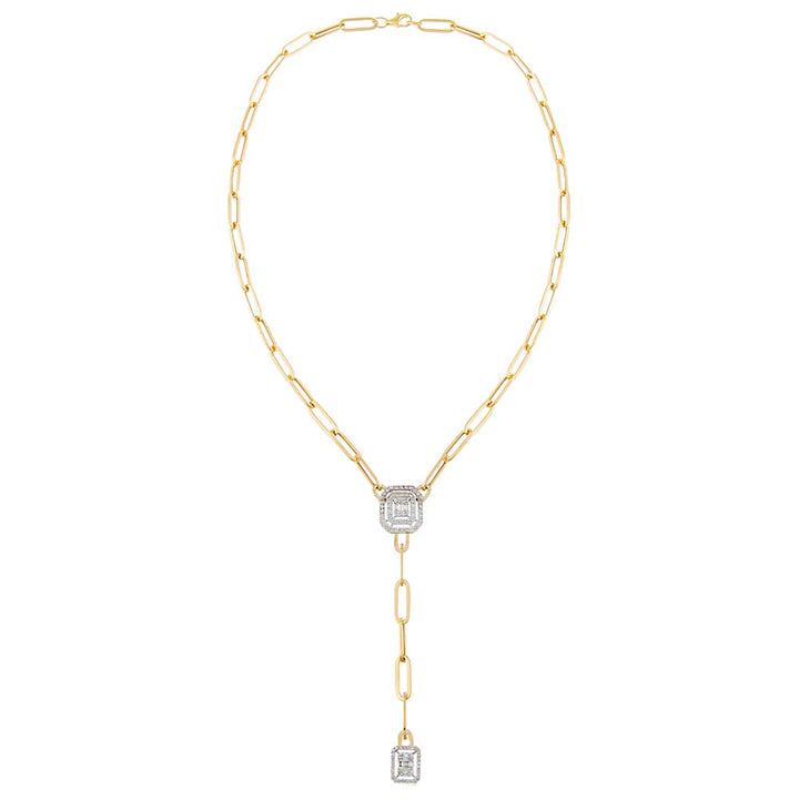  Radiant Diamond Paperclip Lariat Necklace 14K - Adina Eden's Jewels
