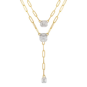  Radiant Diamond Paperclip Lariat Necklace 14K - Adina Eden's Jewels