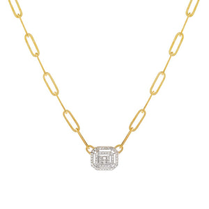 14K Gold Radiant Diamond Paperclip Necklace 14K - Adina Eden's Jewels