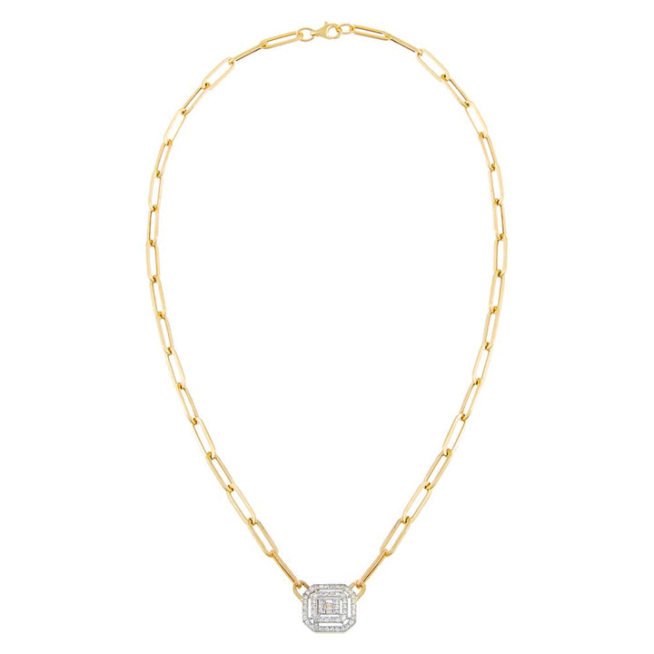  Radiant Diamond Paperclip Necklace 14K - Adina Eden's Jewels