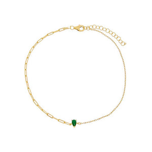 Emerald Green Colored Mixed Chain Teardrop Anklet - Adina Eden's Jewels