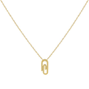 14K Gold Mini Solid Paperclip Necklace 14K - Adina Eden's Jewels