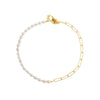 Pearl White Toggle Pearl X Paperclip Chain Anklet - Adina Eden's Jewels