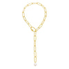 Pearl White Chunky Toggle Link Pearl Lariat Necklace - Adina Eden's Jewels