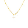 Gold Pavé Cross Paperclip Necklace - Adina Eden's Jewels