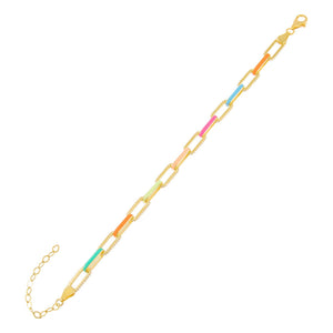 Multi-Color Bright CZ Enamel Link Bracelet - Adina Eden's Jewels