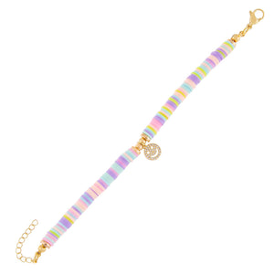 Combo CZ Smiley Face Pastel Bead Bracelet - Adina Eden's Jewels
