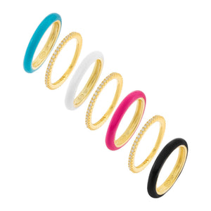  CZ X Enamel Ring Combo Set - Adina Eden's Jewels
