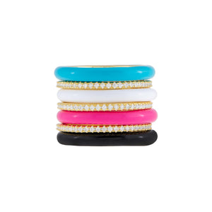 Combo / 6 CZ X Enamel Ring Combo Set - Adina Eden's Jewels