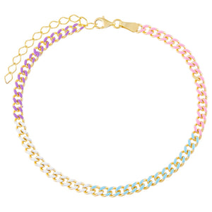 Multi-Color Pastel Colored Chain Link Anklet - Adina Eden's Jewels