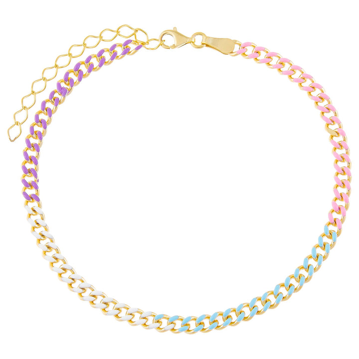 Multi-Color Pastel Colored Chain Link Anklet - Adina Eden's Jewels