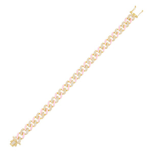 Sapphire Pink Pastel Enamel Chain Link Bracelet - Adina Eden's Jewels