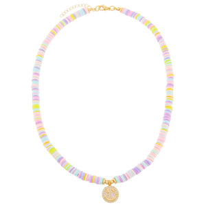  CZ Smiley Face Pastel Bead Necklace - Adina Eden's Jewels
