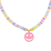 Multi-Color Enamel Smiley Face Pastel Beaded Necklace - Adina Eden's Jewels