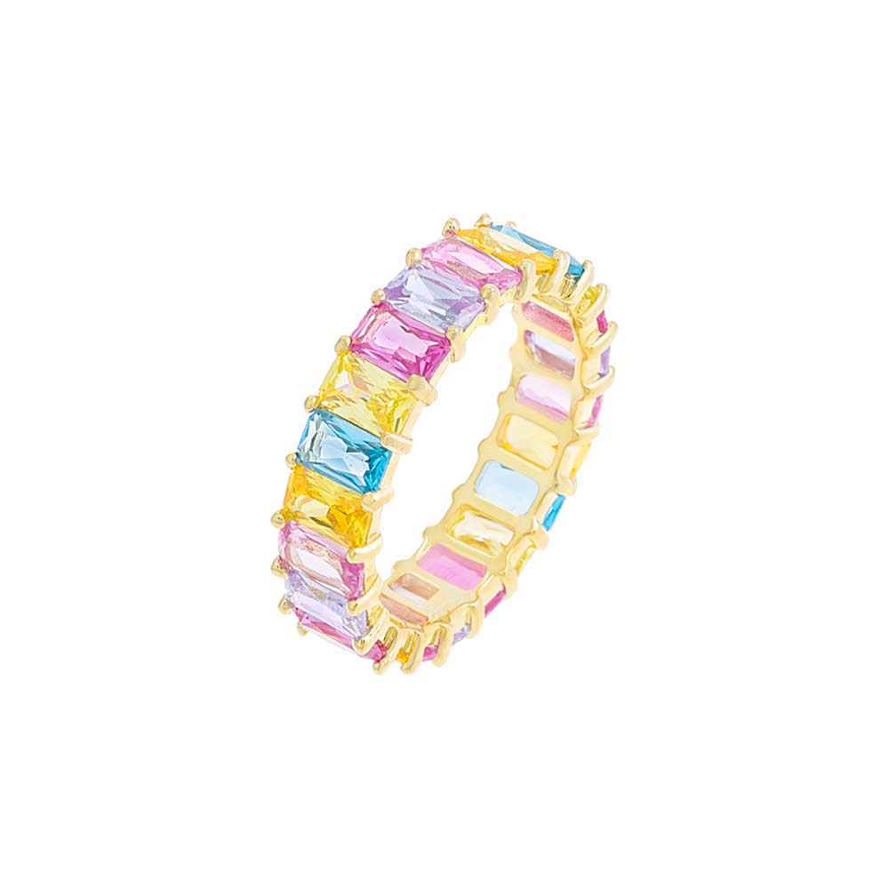 Gold / 5 Pastel Baguette Eternity Band - Adina Eden's Jewels