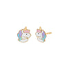 14K Gold Kids Pastel Colored Emerald Unicorn Stud Earring 14K - Adina Eden's Jewels