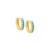 Turquoise / 10 MM Pavé Colored Mini Huggie Earring - Adina Eden's Jewels