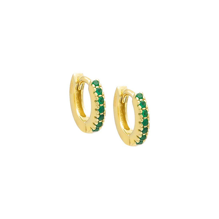 Emerald Green / 10 MM Pavé Colored Mini Huggie Earring - Adina Eden's Jewels