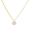 Gold Half Pavé Mixed Chain Disc Necklace - Adina Eden's Jewels