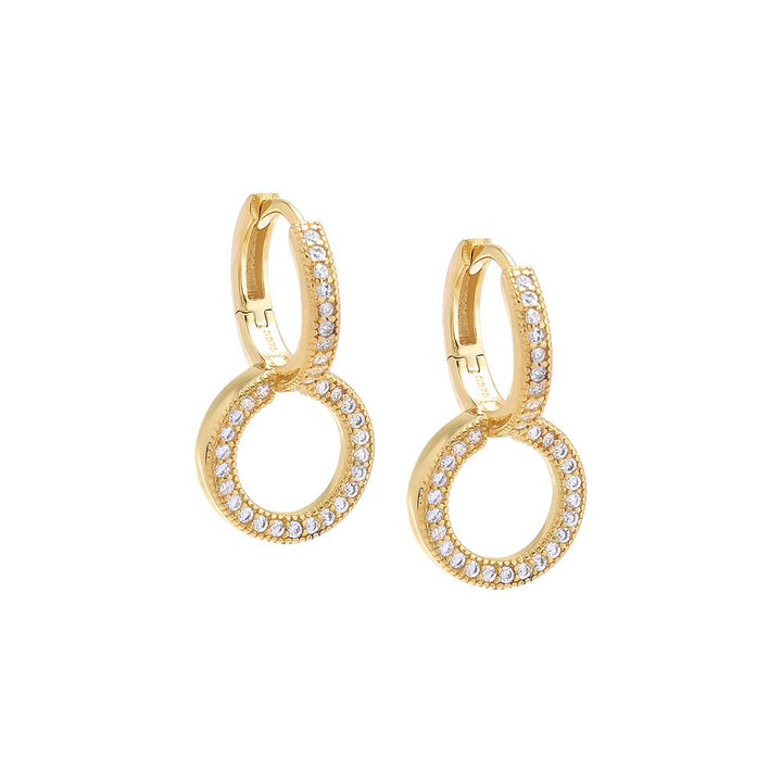 Gold / Pair Pavé Double Loop Huggie Earring - Adina Eden's Jewels