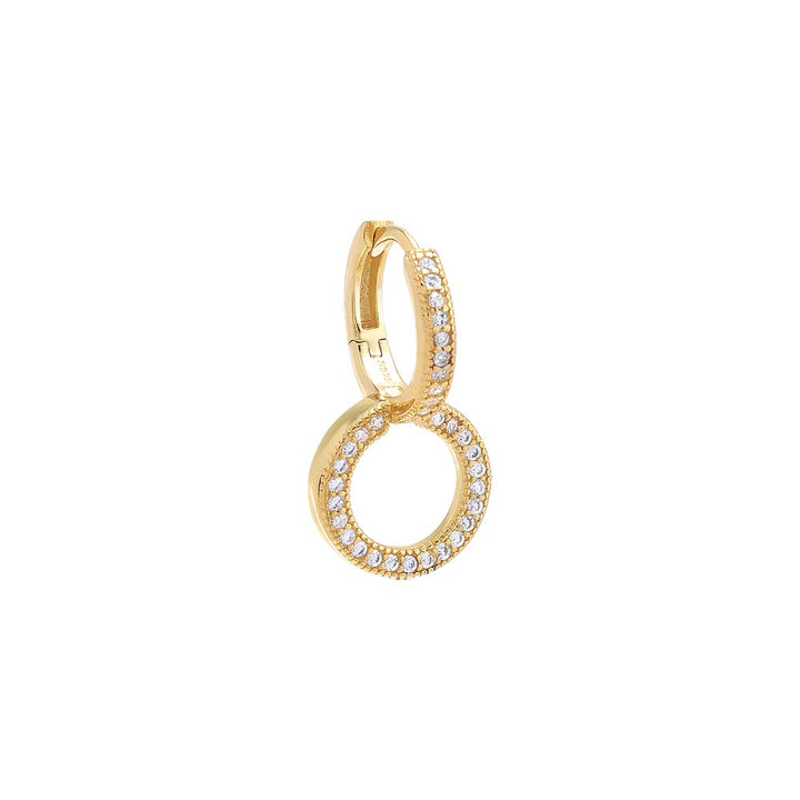 Gold / Single Pavé Double Loop Huggie Earring - Adina Eden's Jewels