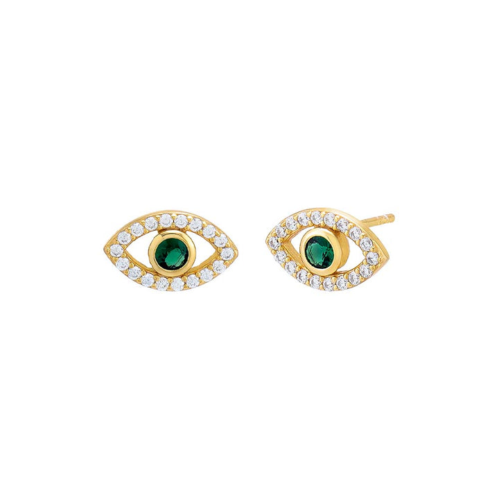 Emerald Green / Pair Colored Cutout Evil Eye Stud Earring - Adina Eden's Jewels