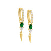 Emerald Green / Pair Pavé Mini Spike Drop Huggie Earring - Adina Eden's Jewels