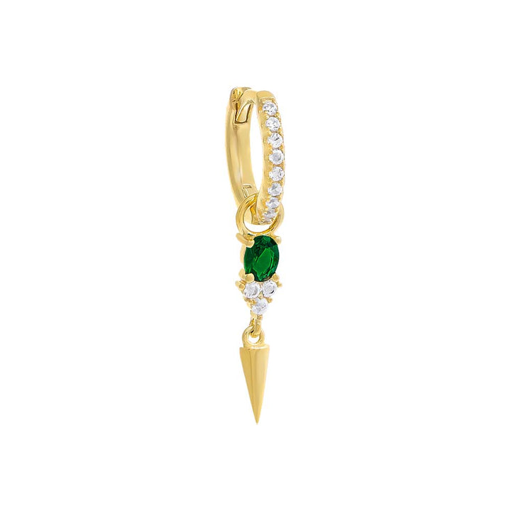 Emerald Green / Single Pavé Mini Spike Drop Huggie Earring - Adina Eden's Jewels
