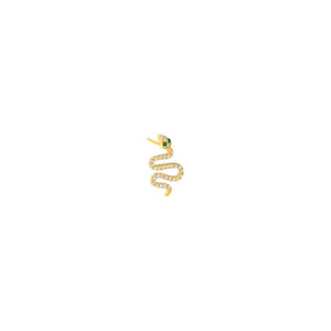 Emerald Green / Single Pave Snake Stud Earring - Adina Eden's Jewels