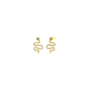 Emerald Green / Pair Pave Snake Stud Earring - Adina Eden's Jewels