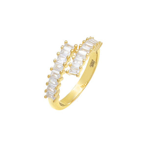 Gold / 6 Double Row Baguette Ring - Adina Eden's Jewels